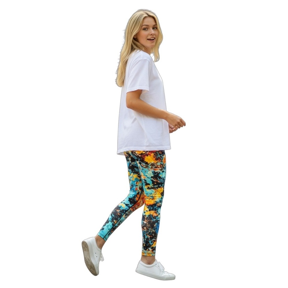 Abstract Apparel Made in‎ USA. All over cosmic print. Size 1X leggings. NWOT Fun